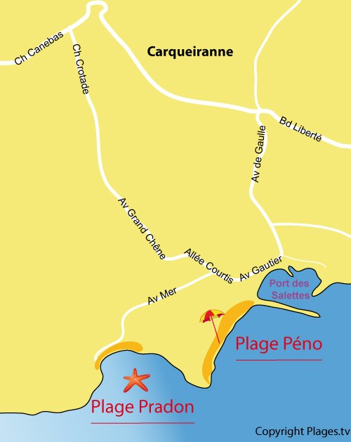 Map of Peno Beach in Carqueiranne