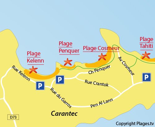 Carte de la plage de Penquer à Carantec