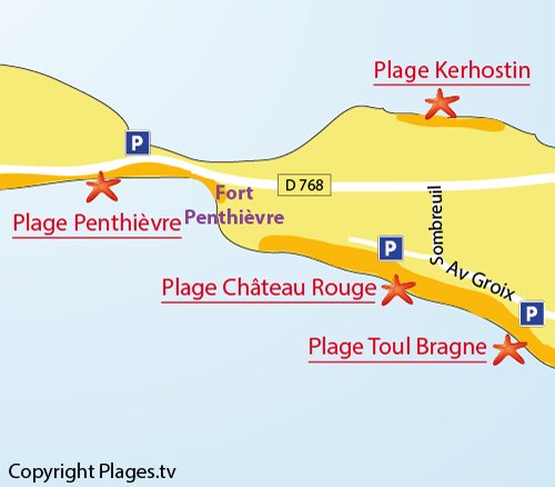 Map of Penthievre Beach in St Pierre de Quiberon