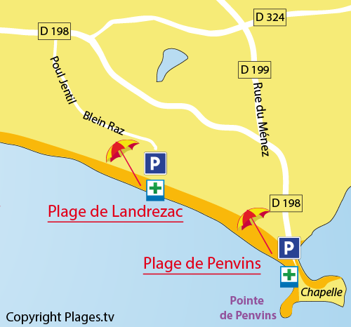 Carte de la plage de Penvins à Sarzeau