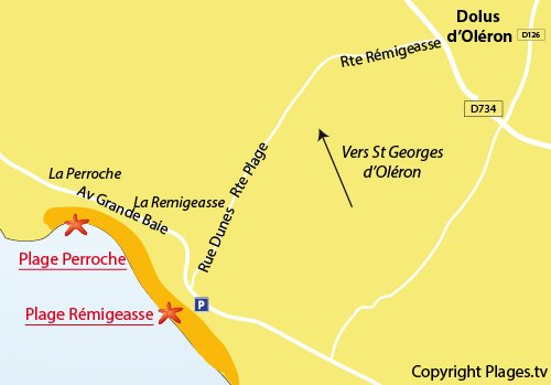 Map of Perroche Beach in Dolus d'Oléron