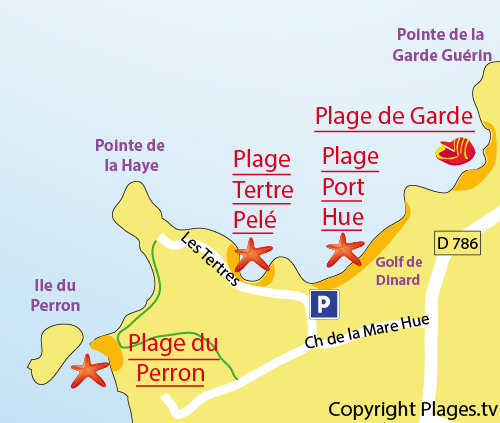 Map of Perron Beach in Saint Briac sur Mer