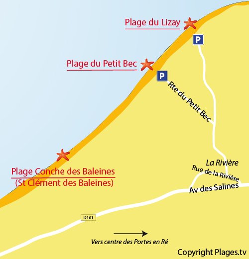 Plan de la plage du Petit Bec sur l'ile de Ré (Les Portes en Ré)