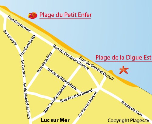 Map of Petit Enfer beach in Luc sur Mer