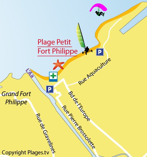 Map of Philippe Petit Fort Beach - Gravelines