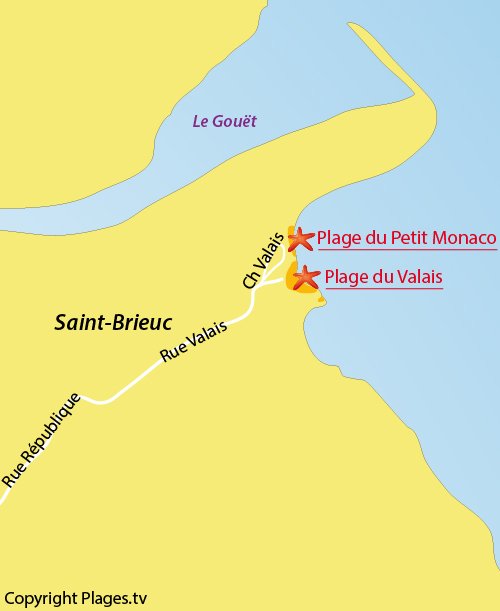 Carte de la plage du Petit Monaco à St Brieuc
