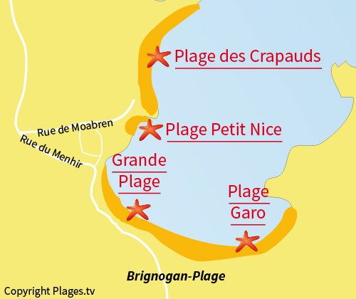 Map of Petit Nice Cove in Brignogan