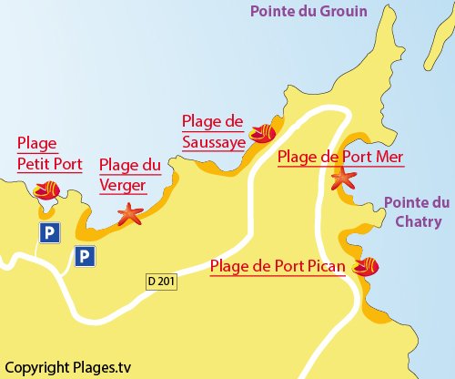 Map of Petit Port Beach in Cancale