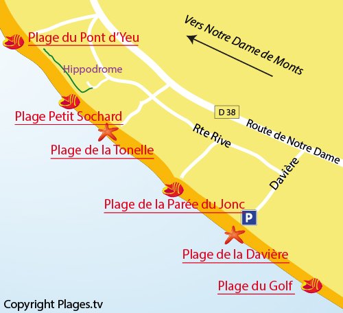 Mappa della spiaggia del Petit Sochard a Saint Jean de Monts