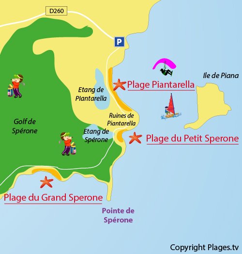 Carte de la plage du Petit Sperone de Bonifacio