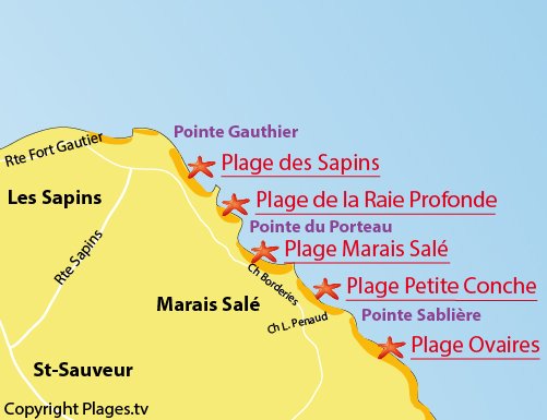 Carte de la plage de la Petite Conche sur l'ile d'Yeu