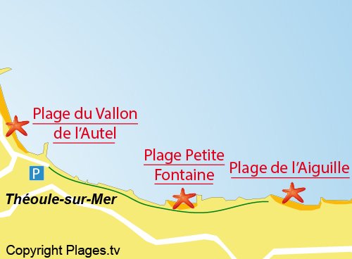 Carte de la plage de la Petite Fontaine à Théoule