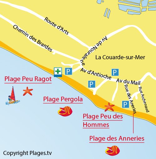 Map of Peu des Hommes Beach in Isle of Rhé