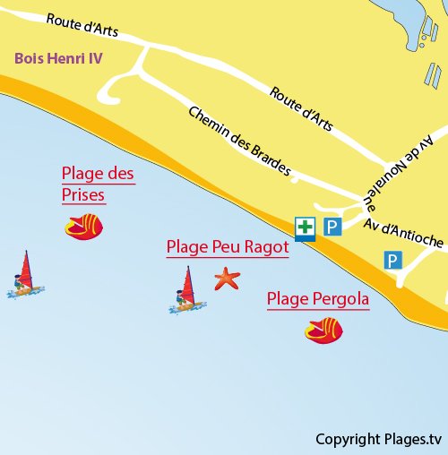 Map of Peu Ragot Beach in La Couarde sur Mer