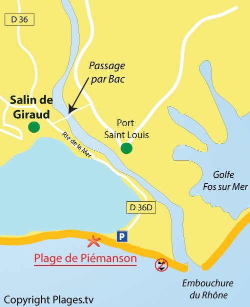 Carte de la plage naturiste de Piemanson