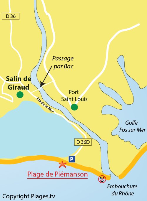 Map of Piémanson Beach in Arles Salin de Giraud (France)