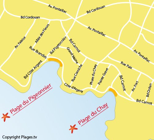 Map of Pigeonnier Beach in Royan