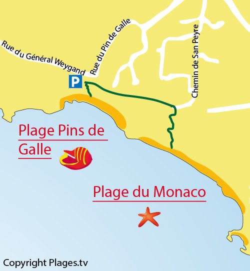 Mappa della Spiaggia del Pin de Galle a Le Pradet