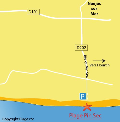 Plan de la plage du Pin Sec à Naujac sur Mer