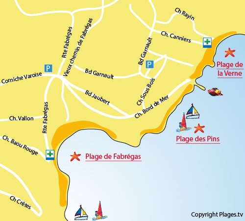 Map of Pins Beach in La Seyne sur Mer