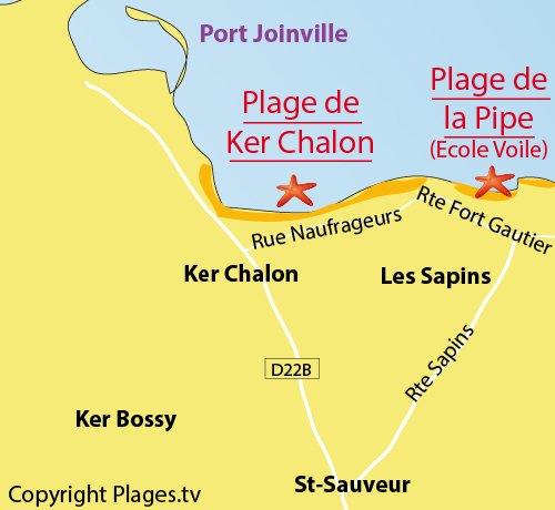 Plan de la plage de la Pipe sur l'ile d'Yeu