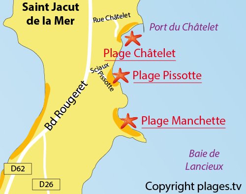 Carte de la plage de la Pissotte à St Jacut de la Mer