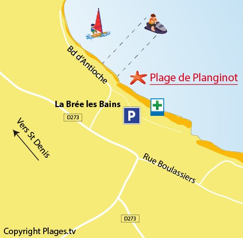 Map of Planginot Beach in Brée les Bains