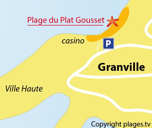 Map of Plat Gousset Beach in Granville