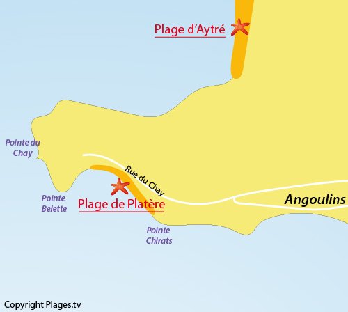 Carte de la plage de Platère à Angoulins