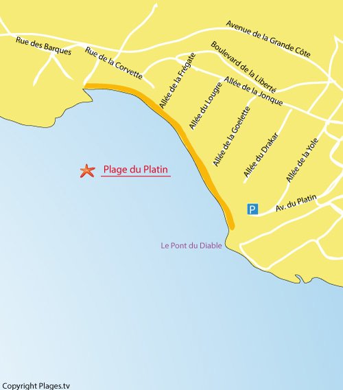 Map of Platin Beach in Saint-Palais-sur-Mer