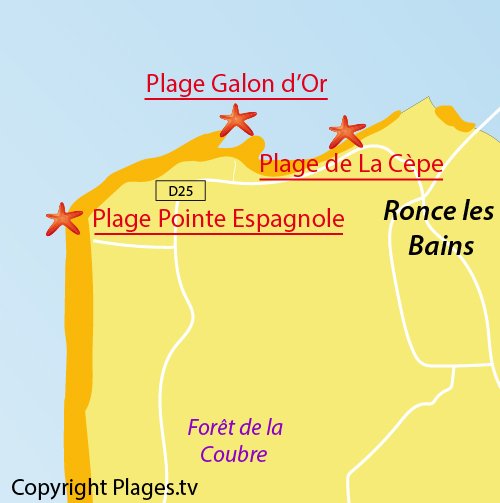 Carte de la plage de la Pointe Espagnole à La Tremblade