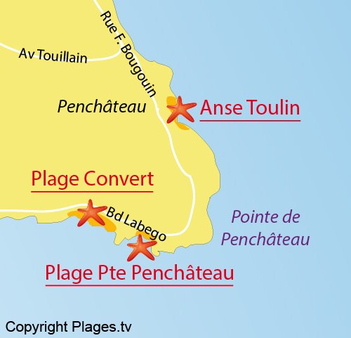 Carte de la plage du Penchateau à Pouliguen