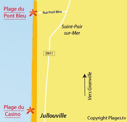 Map of Pont Bleu Beach in Jullouville