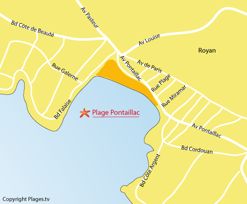 Carte de la plage de Pontaillac à Royan