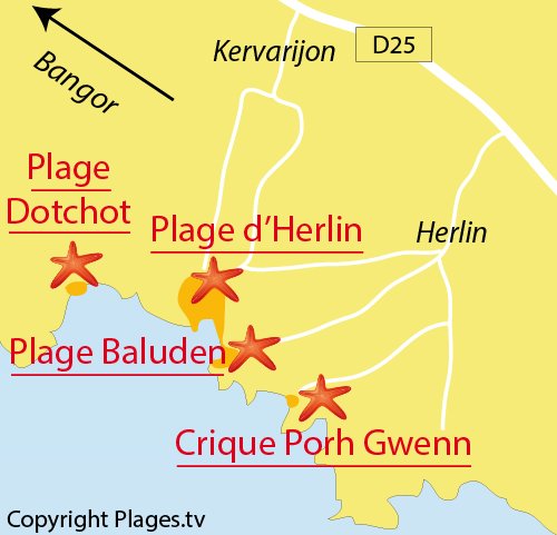 Map of Porh Gwenn Cove in Belle Ile