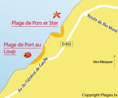 Carte de la plage de Pors er Ster à Piriac sur Mer (44)