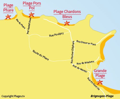 Carte de la plage de Pors Pol à Brignogan