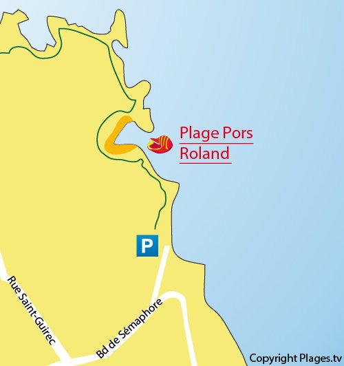 Map of Pors-Rolland Beach in Ploumanach