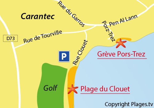 Carte de la plage de Pors-Trez de Carantec