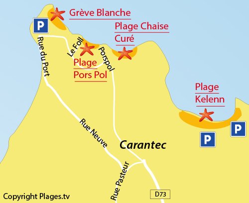 Carte de la plage de Porspol de Carantec