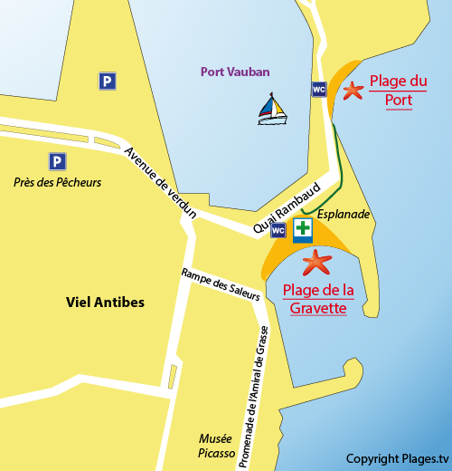 Plan de la plage du Port d'Antibes