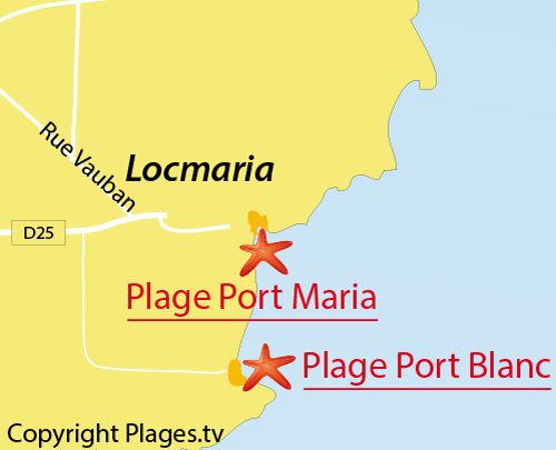 Map of Port Blanc Beach in Locmaria - Belle Ile