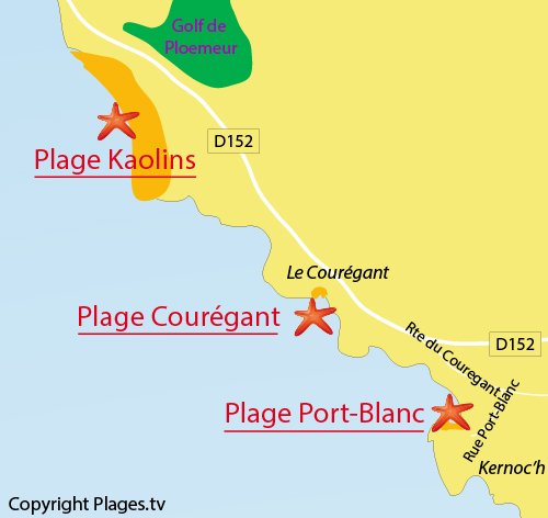 Map of Port Blanc Beach in Ploemeur