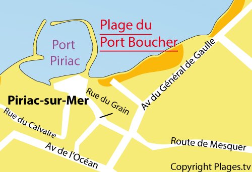 Carte de la plage de Port Boucher à Piriac sur Mer