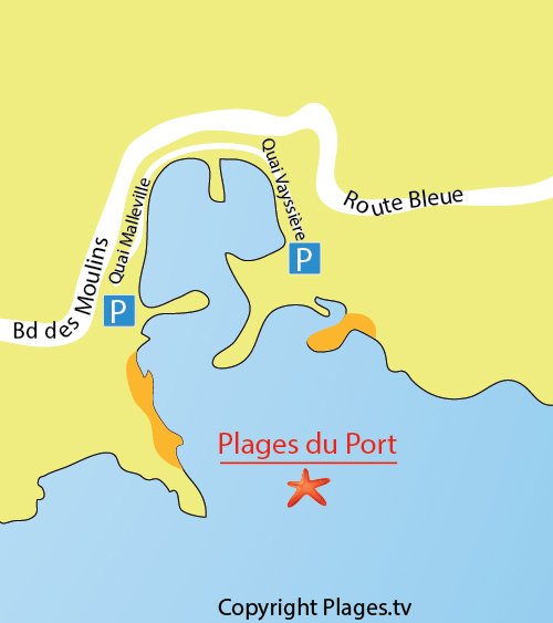 Mappa della Spiaggia del Porto o di Fernandel a Carry le Rouet