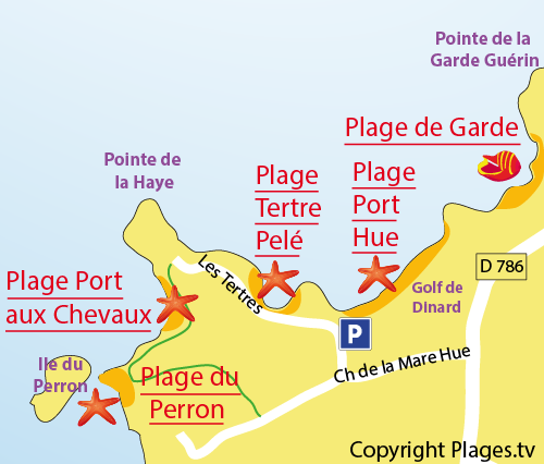 Map of Port aux Chevaux Beach in St Briac sur Mer