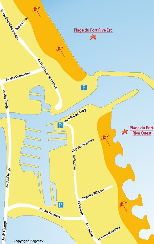 Map of Port de Plaisance Beach in Frontignan