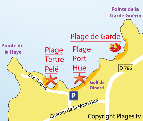 Map of Port Hue Beach in St Briac sur Mer