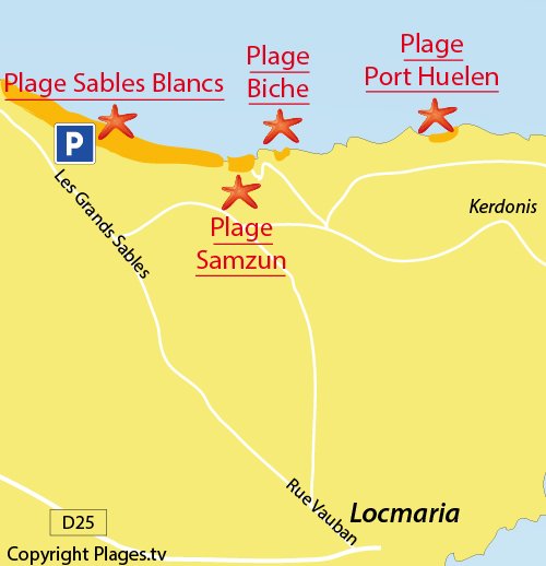 Map of Beach and coves of Porh Huelén in Belle Ile en Mer