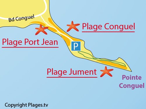 Plan de la plage de Port Jean sur la presqu'ile de Quiberon